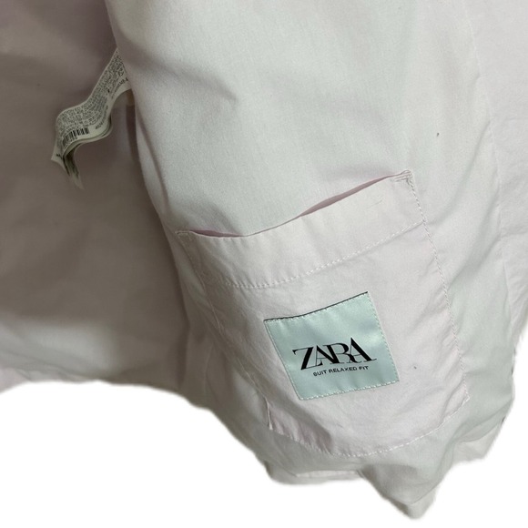 NWOT ZARA Men Jacket Blazer Light Pink Pockets Suit Relaxed Fit USA Size 38 - Picture 8 of 9